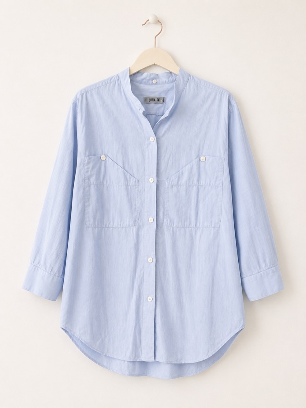 LOUA DYN Paris Blue Oversized Button Down Front Shirt Tunic French Size 1 Small - Picture 2 of 4